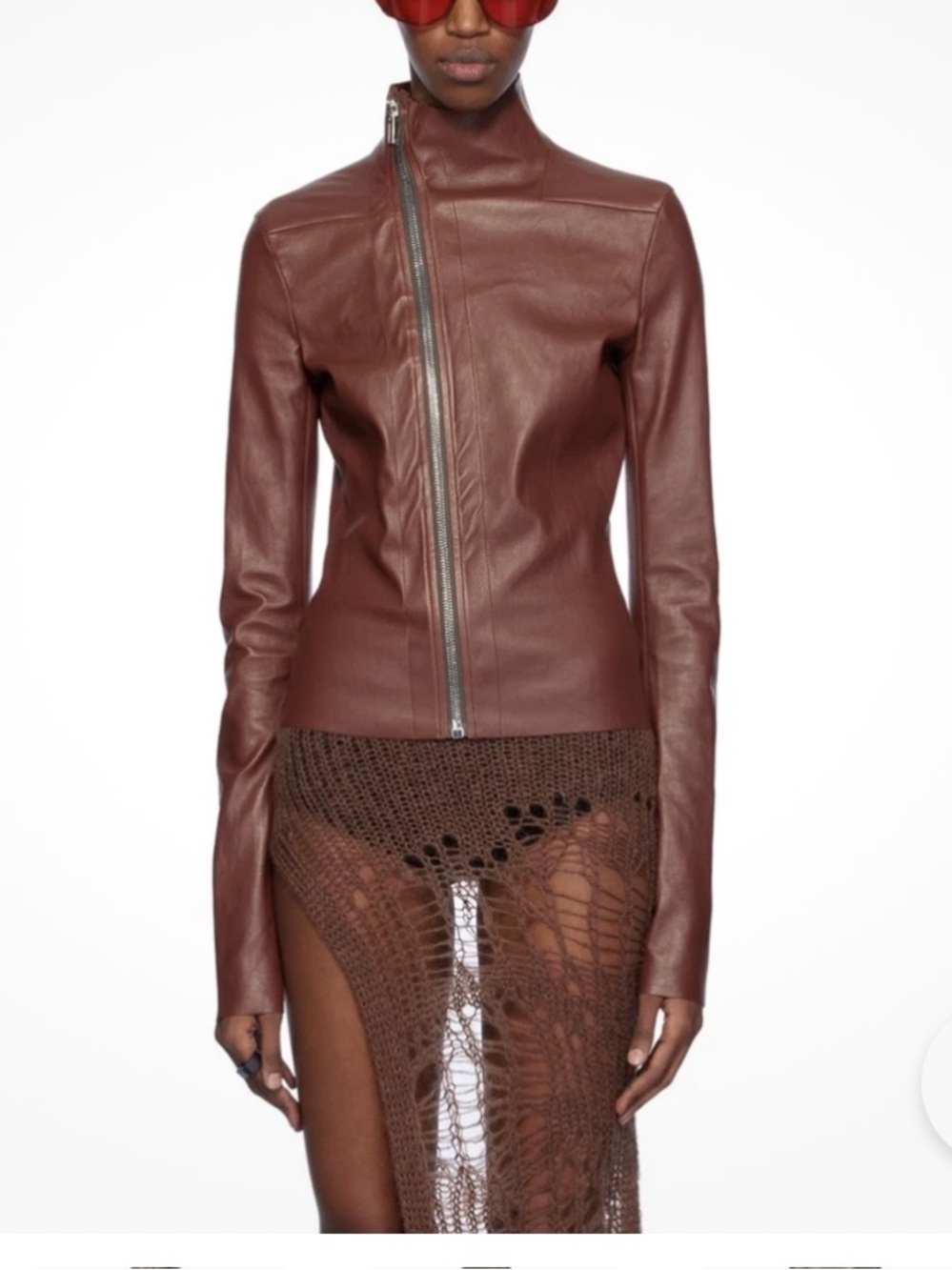 RICK OWENS Lamb Leather Jacket Caramel Brown Size 12